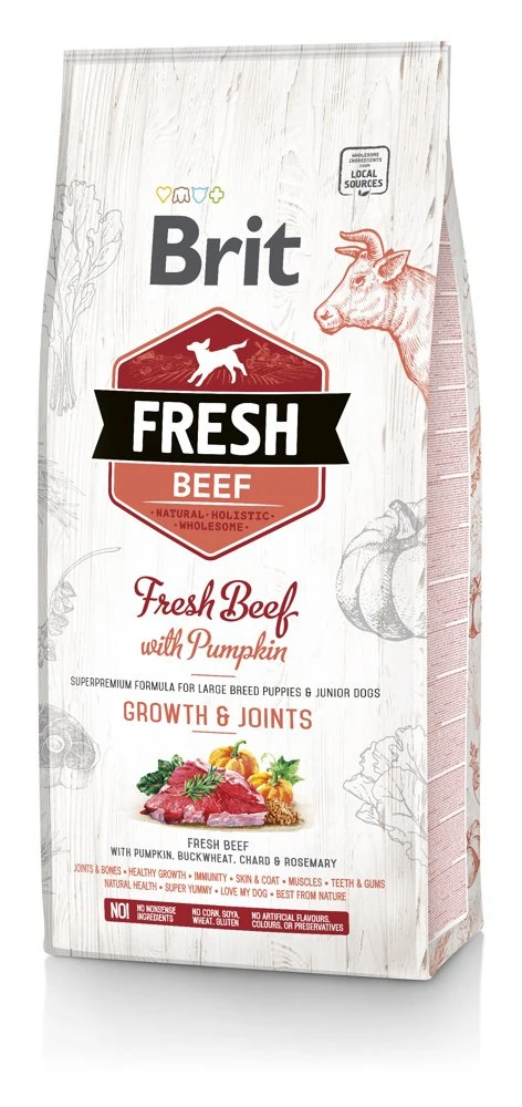 Brit Fresh Beef & Pumpkin Puppy Large Growth & Joints 12kg X2 3 Brit Fresh Beef & Pumpkin Puppy Large Growth & Joints 12kg X2
